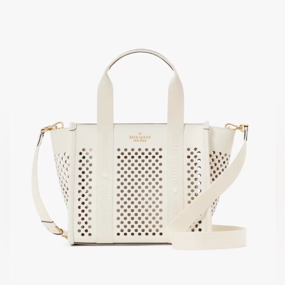 ⬇️ ⬇️ NWT Kate Spade Kip Meringue Perforated Small Leather Tote ⬇️ ⬇️